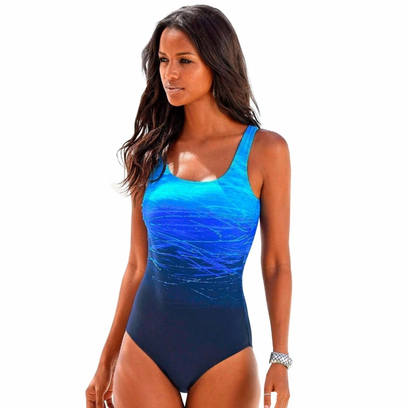 

Gradient color One Piece Swimsuit 2018 Plus Size Swimwear Women Push Up Bathing Suit Beachwear Back cross Monokini JSN28