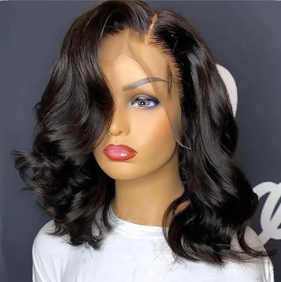 

wholesale cambodian body wave wigvirgin hair frontal wig side part short body wave 360 lace frontal wig with baby hair