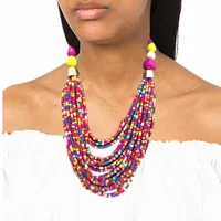 

2019 Newest Fashion African Rice Beads Wedding Necklace Earrings Set Jewelry Suit