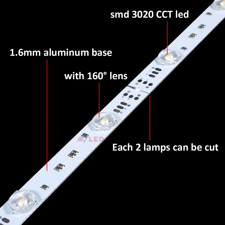 Customized led backlight rigid strip 3020 smd CCT 24v 160 lens diffuser led light bar
