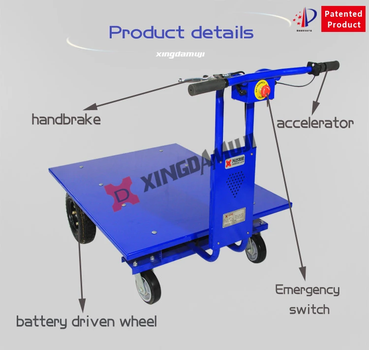 Platform Trolley Battery Powered Hand Truck Warehouse Electric Trolley ...