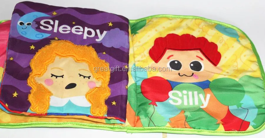 
english book Educational Soft baby cloth photo book Fabric Lamaze kids cloth books 