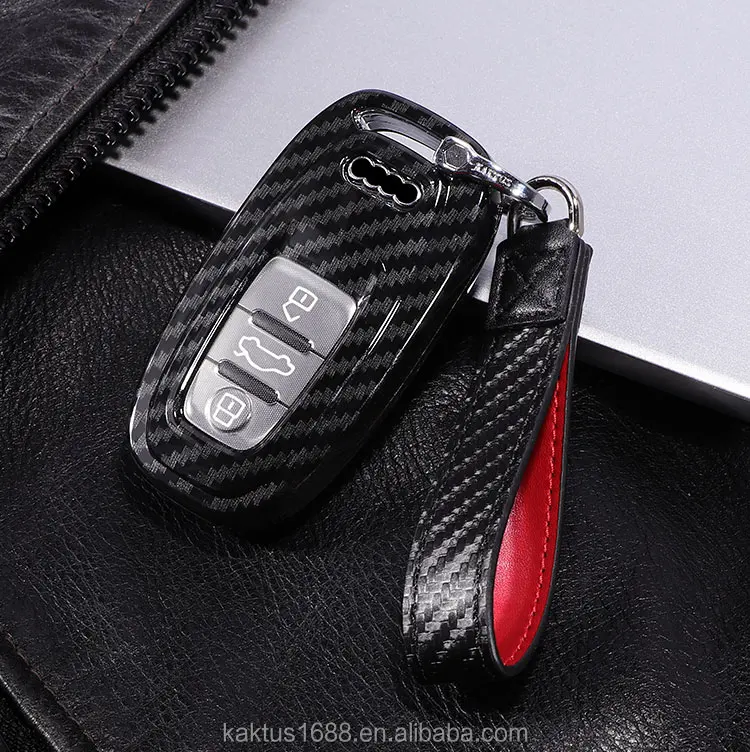 

For AUDI Q5 R8 A4\A5\A6\A7\A8 S5\S6\S7\S8 RS6\RS7 Car Key Case PC Carbon filament Cover Car key shell, All black,black and red