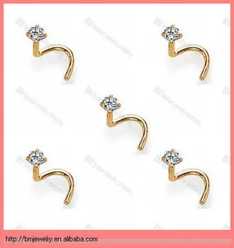 nose piercing body gold screws cz jewelry larger