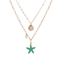 Natural Starfish Conch Seashell Choker Necklace Collar Necklace Shell Choker Necklace for Summer Beach Gift
