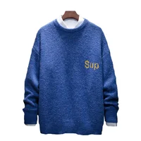 

latest design plain custom jacquard logo winter chunky men long sleeve sweater