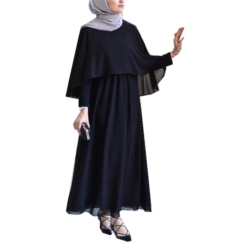 

2018 new cloak design women black abaya muslim maxi dress, Black;nude