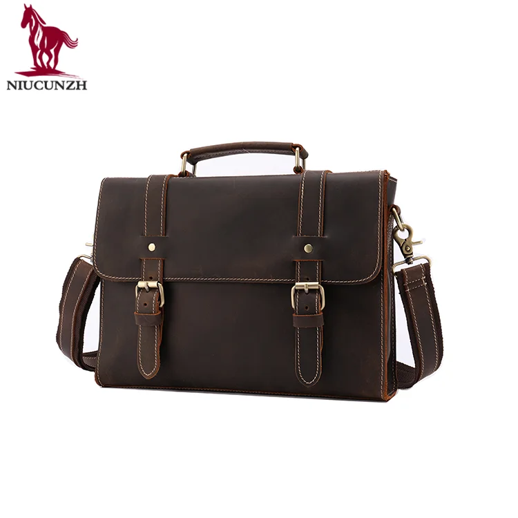 

Factory Manufacturer Wholesale Custom Business Messenger Tote Bag Genuine Leather Handbag For Men 9027, Coffee