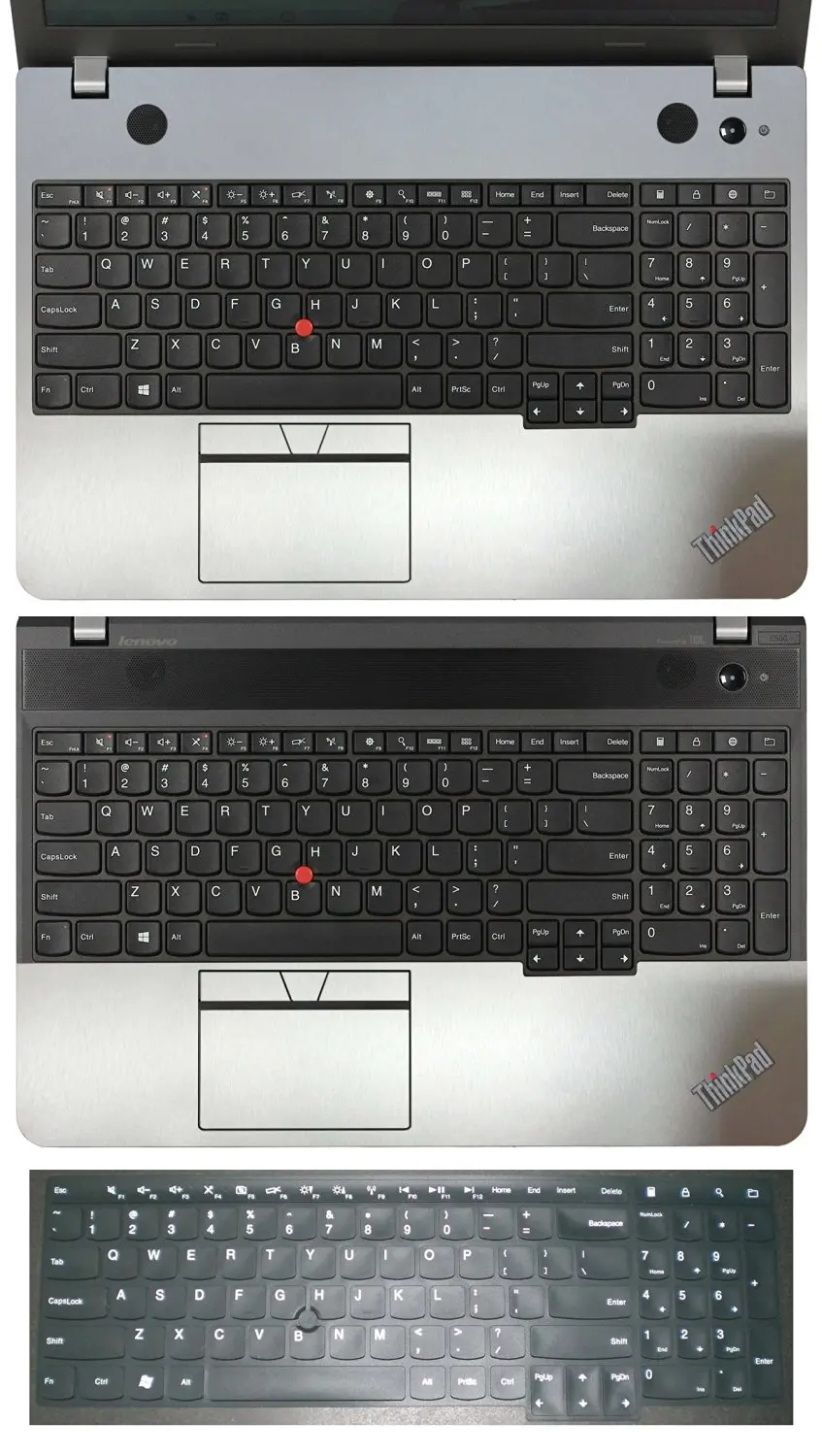 3in1 Full+Half Wrist Palmrest Touchpad Trackpad Sticker Skin + Keyboard Cover Protector for 15.6" Lenovo Thinkpad E550 (brushed steel silver palmrest sticker+half palmrest sticker+black keyboard skin)