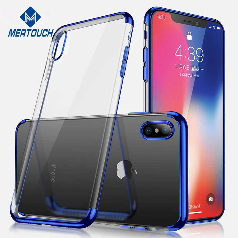 

for iphone Xs Xr Xs Max X cover electroplate soft silicon transparent clear tpu case