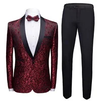 

2019 new design Men Fashion Slim Fit Suit 2 piece Men's Slim ceremony Business Casual Suit full dress embroider pattern