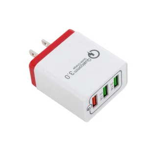 5V 2.1A QC3.0 US Plug Portable Mobile Phone 3 Port USB Travel Wall Adapter Charger