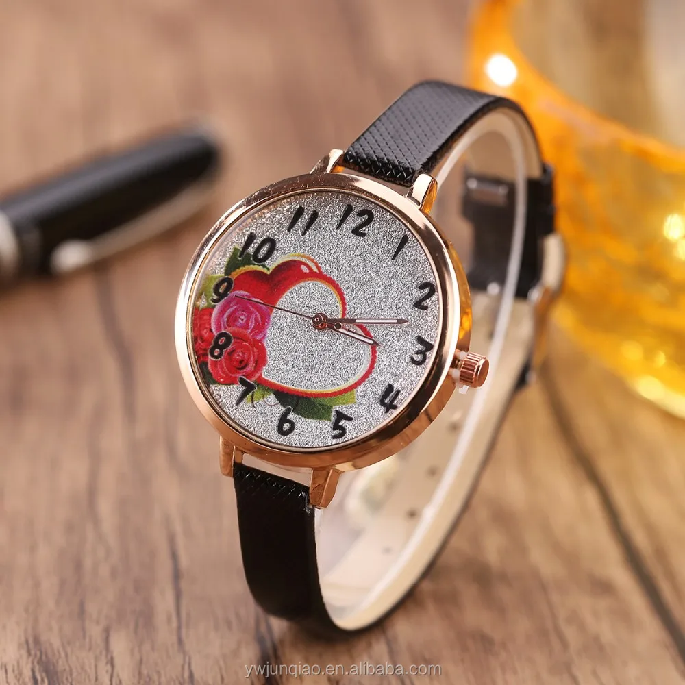 Beautiful Ladies Hand Watch Heart Fashion Women Leather Strap Wrist