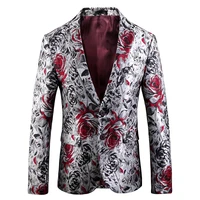 

Fashionable Design Sport Jacket Two Button Tract Suit Men's Floral Print Fancy Suit Blazer