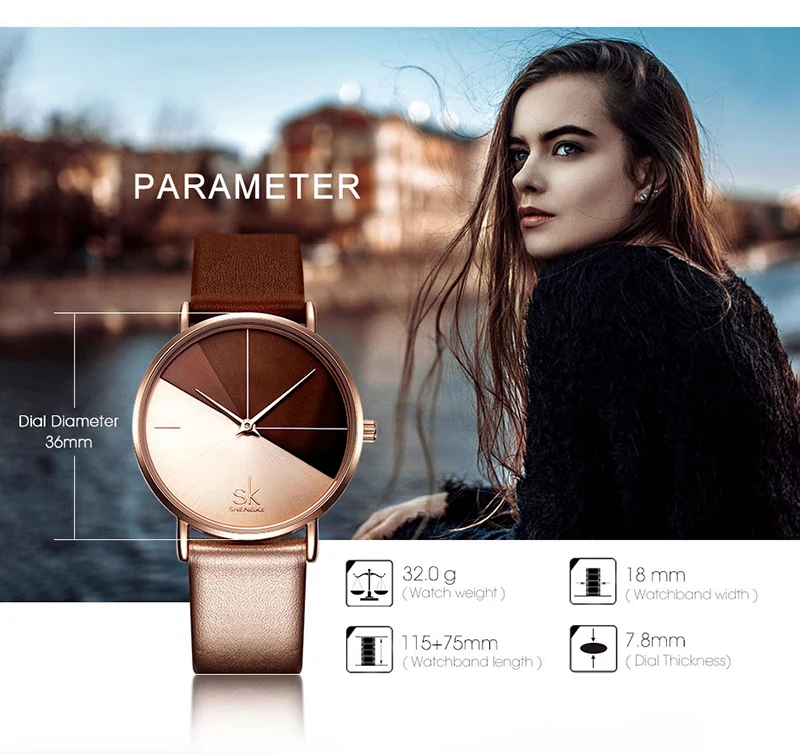 SK Luxury Leather Watches Women Creative Fashion Quartz Watches For Reloj Mujer 2019 Ladies Wrist Watch SHENGKE relogio feminino