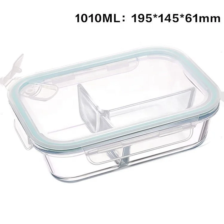 Rectangle Stackable 1 Liter Makeup Storage Container Glass Meal Prep Containers With Airtight