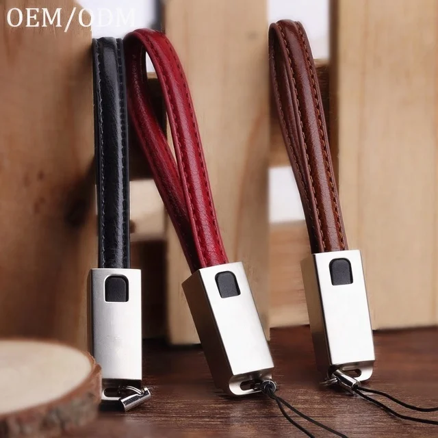 Original high quality Portable charging usb cable, usb to type c keychain leather usb cable for iphone for Samsung