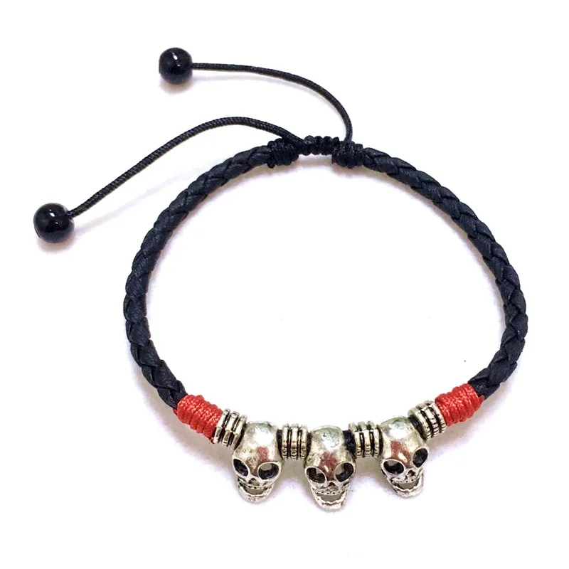 

Punk style mens anklet antique silver skull anklets