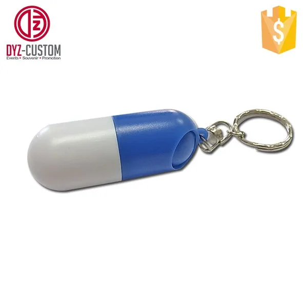 Promotional Plastic Pill Box Keychain Mini Capsule Pill Box Keychain