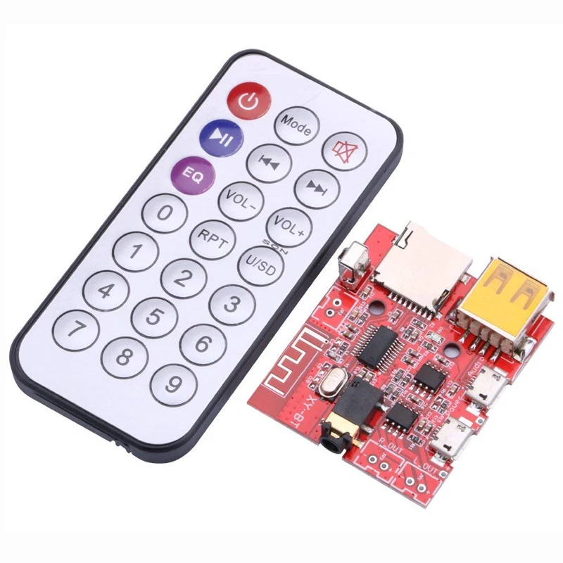 Blue tooth Audio Receiver Board Lossless MP3 Decoder Module 3Wx2 Power Amplifiers with Remoto Control DC5V Support TF Card USB D