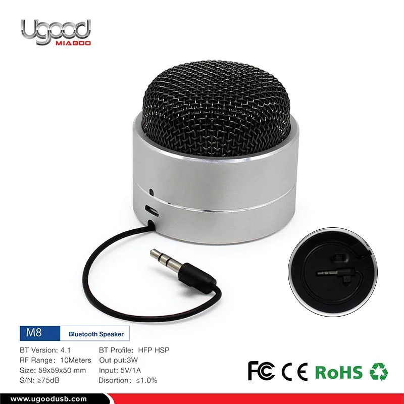 Hot Sale Round Shape Mini Bluetooth Speaker Audio Line, OEM Computer Speaker Hands Free for Outdoor - ANKUX.COM