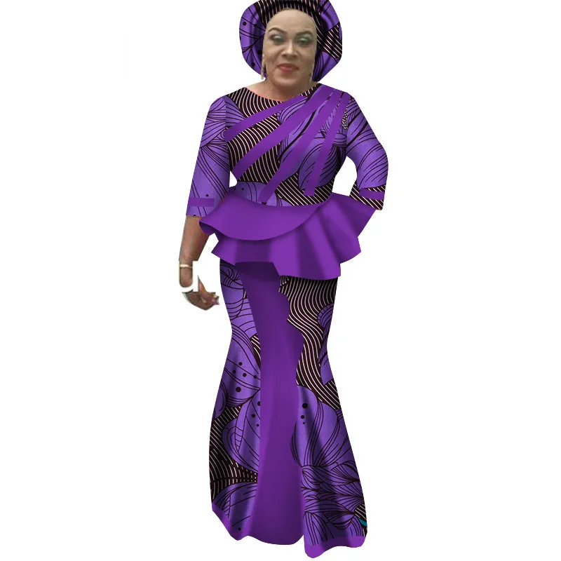 

Hitarget African Splice Long Dresses for Women Dashiki Traditional Cotton Top Skirt Sets of 2 pieces Clothing WY2599, Colors