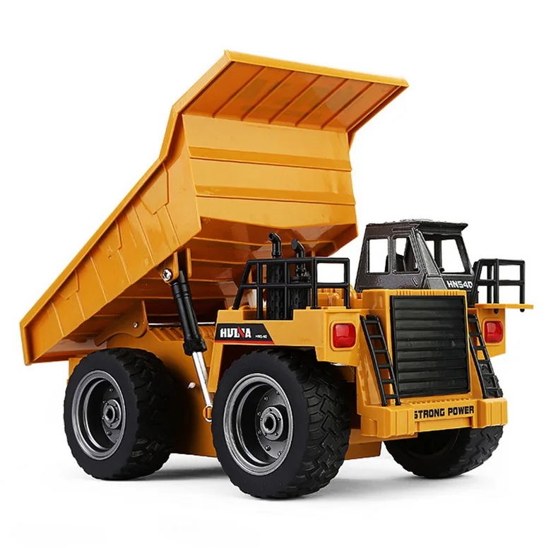 

global drone HUINA 1540 1:18 2.4G 6CH RC Alloy Dump Truck Reinforced Alloy Rotate RC Excavator Engineering Car, Yellow
