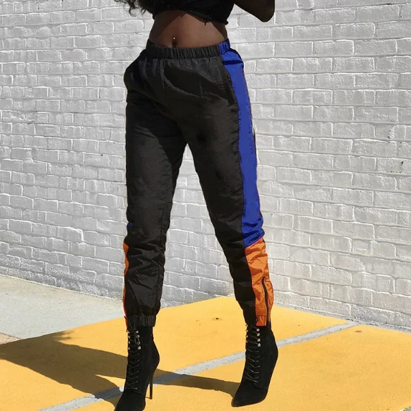 

SP2336A High Waist Zipper Contrast Color Women Ladies Casual Pants Fashionable