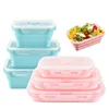 Amazon Kitchen Gadgets 2019 Food Safe Grade Folding Rectangle 3 piece collapsible silicone food storage containers with lids set