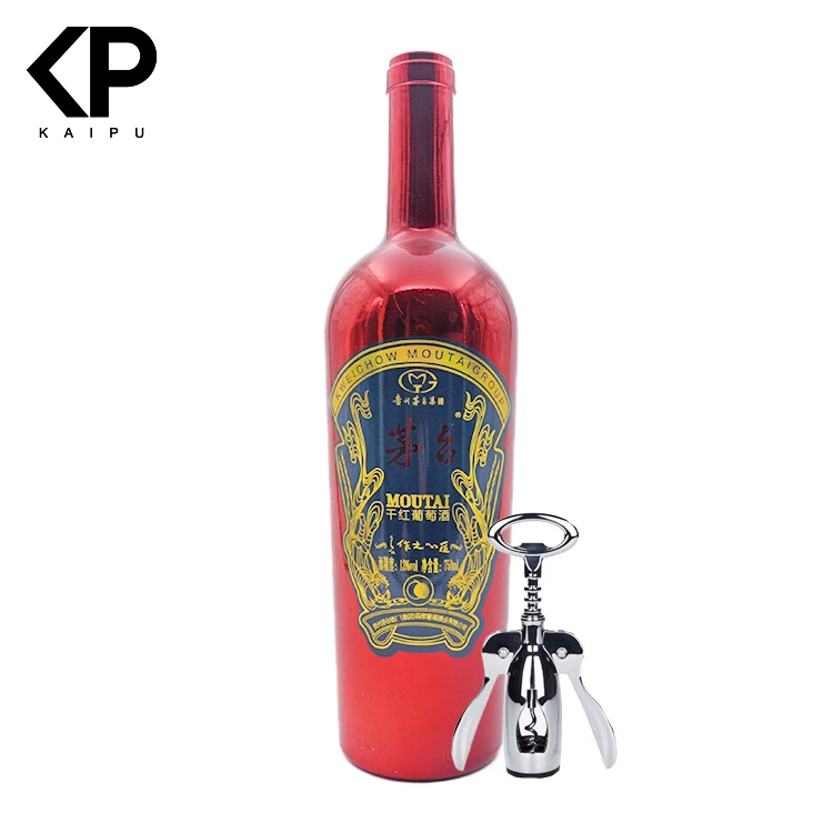 Electroplate Red Color Wine Bottle With Printing Label Buy Red Color Wine Bottle,Electroplate