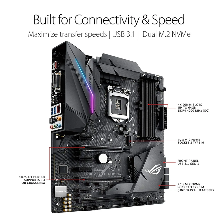 Asus 100% New Original Motherboard Intel Z370 64gb Ddr4 Atx Lga 1151