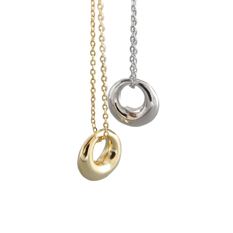 

S925 Sterling Silver Choker Minimalist Geometric Ring Pendant Necklace