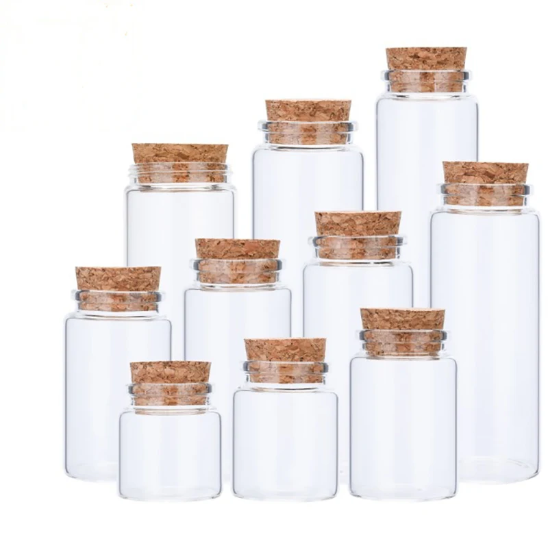 

65ml -200ml Hot Sell Storage Candy Food Borosilicate Glass Jar With Cork Lids, Transparent