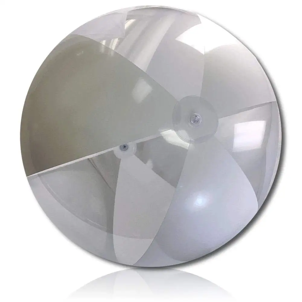ULTRA Durable & Custom {8' Feet} 1 Single of XLarge-Size Inflatable Beach Ball for Summer Fun, Made of Lightweight FLEX-Resin Plastic w/ Thick Alternating Solid Wedge Stripes Style {White & Clear}