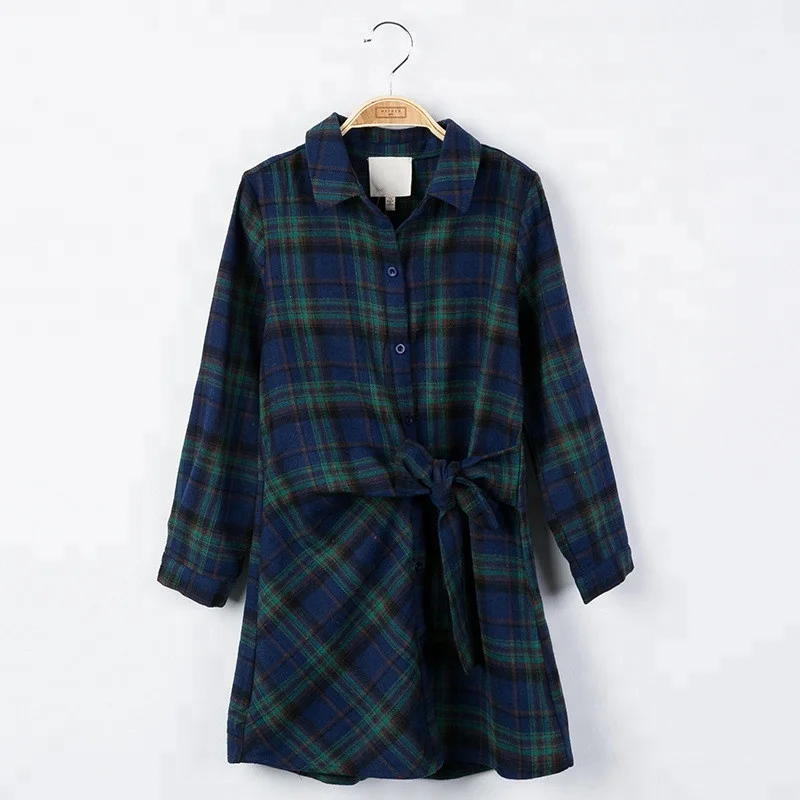 

B23409A Autumn Fashion girl's Clothing long sleeved Plaid dress
