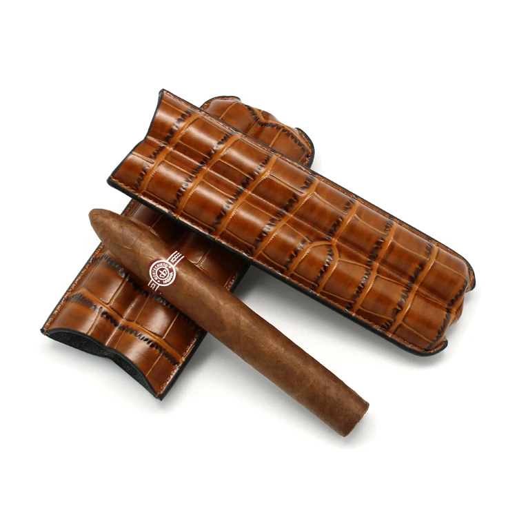 

wholesale new gift design bonded leather cigar case, Brown
