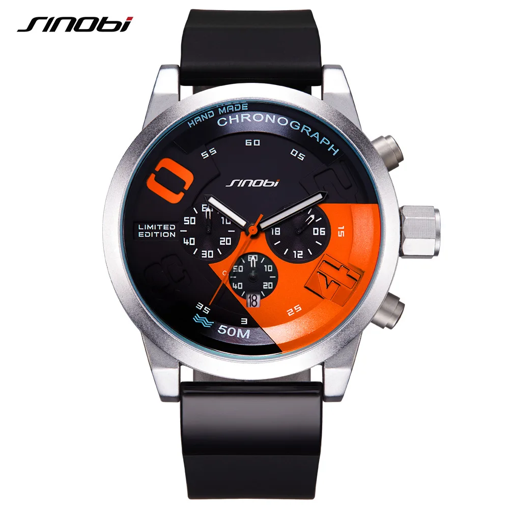 

Sinobi 9716 New Top Brand SINOBI Wristwatch Men Watch Sport Watches Men Chronograph Quartz Clock Spark 4 Color Watches, 4 colors