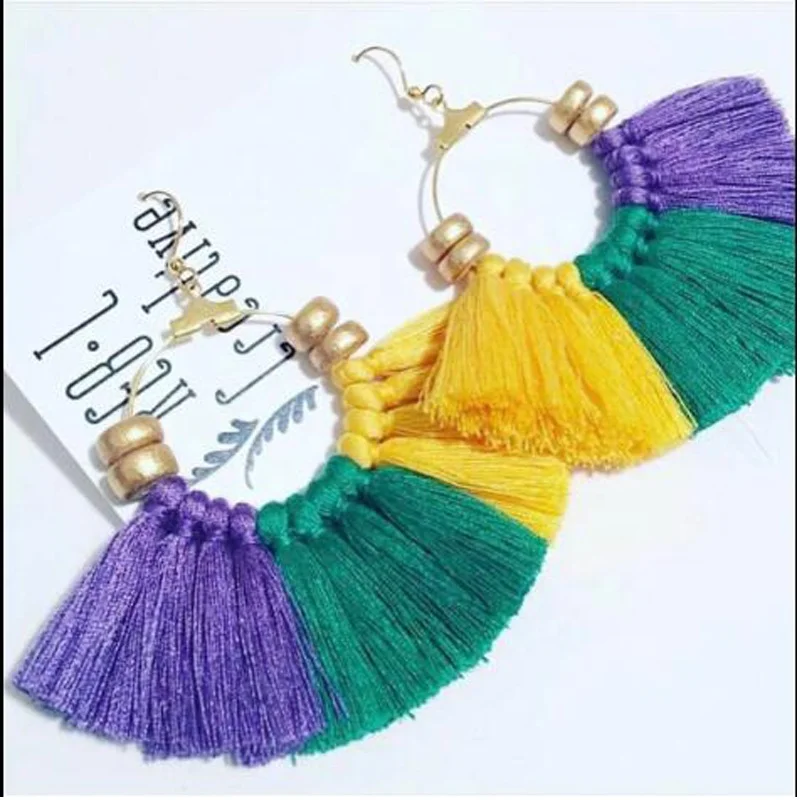 Wholesale Fashion Mardi Gras Tassel Earrings