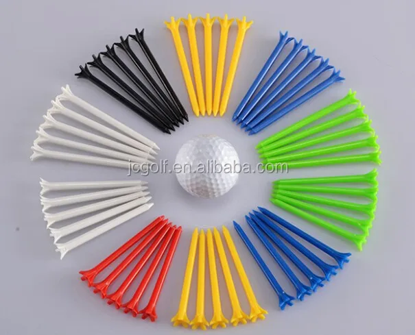 

70mm 2 3/4 inch assorted color Bulk packaging 5 Prong low friction plastic golf tee, White,yellow, green, blue,orange