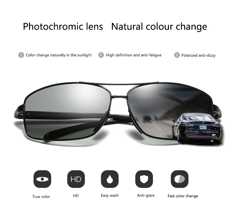 

2017 fashion metal sunglasses photochromic polarized sunglasses for men, Any color you want