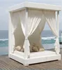 outdoor white rattan adult day bed with canopy