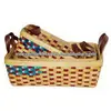 America flag style wood storage basket with leather handle rustic wooden storage baskets