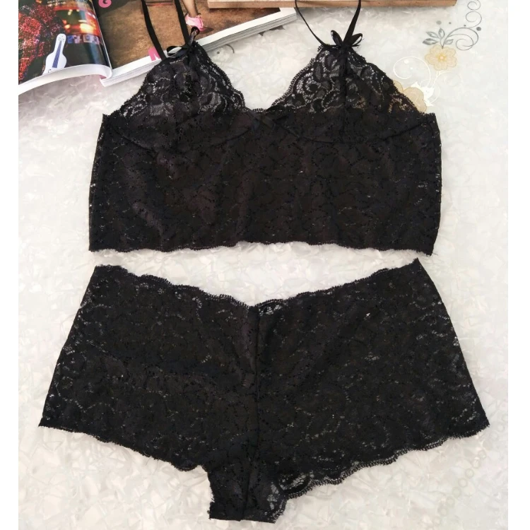 
Sexy Bra and Panty New Design Hot Erotic Lace Babydoll Pajamas Exotic Wrapped Chest Open Bra Women Sexy Lingerie 