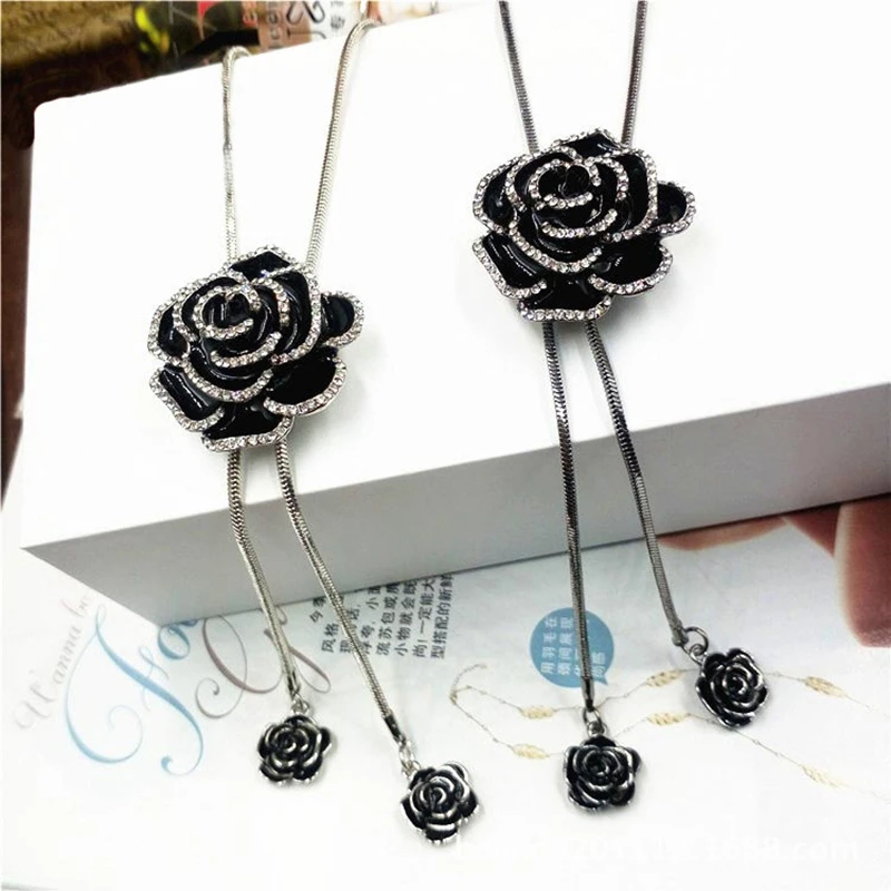 

Korean double-layer flower sweater chain rose necklace, N/a