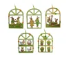 Easter Wooden rabbit /chook/flower /eggs printing window hanging ornaments for home decoration