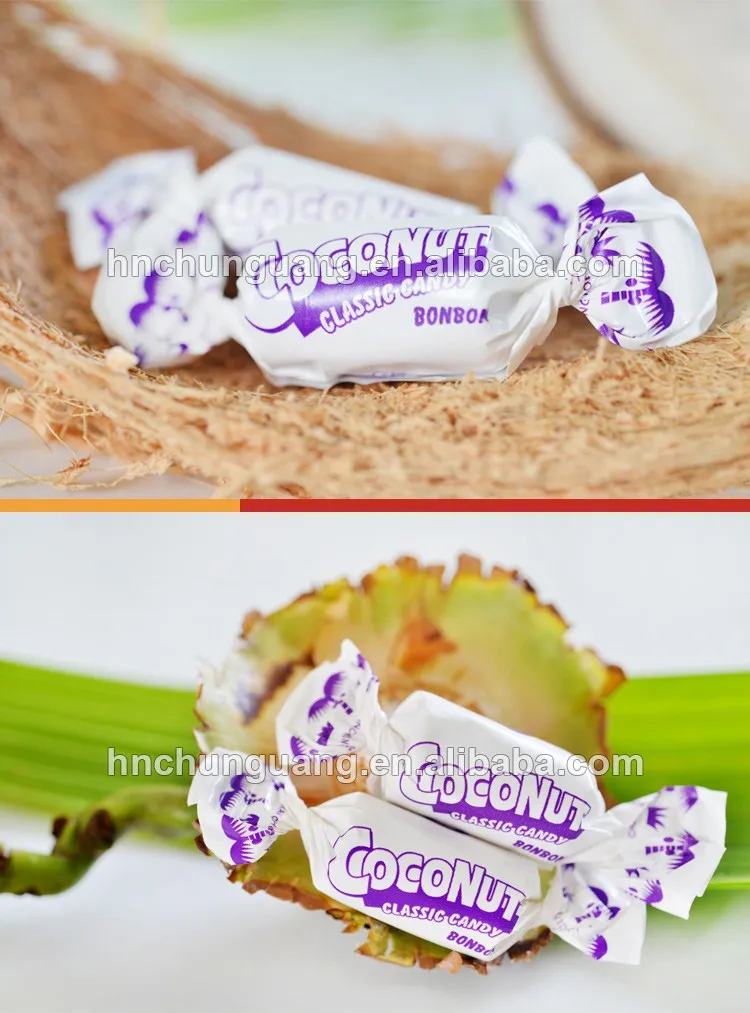 Classic coconut candy, brown color, coconut flavor hard candy