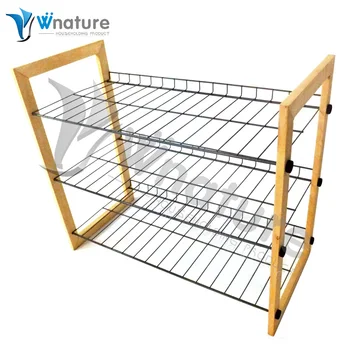 Vivinature 12 Pair Shoe Rack Black Steel Wire With Wood Frame Buy 12 Pair Wire Shoes Rack Shoe Rack Black Steel Wire Wooden Shoe Rack Design Product On Alibaba Com