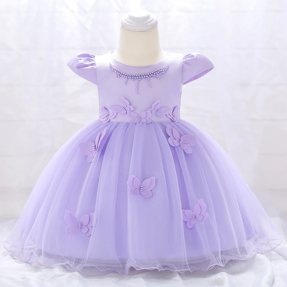 

Baby Girl Clothes Frock Infant Party Dress Imported New Born Infant Baby Girl Kids Dresses For Weddings L1867XZ, Pink, grey