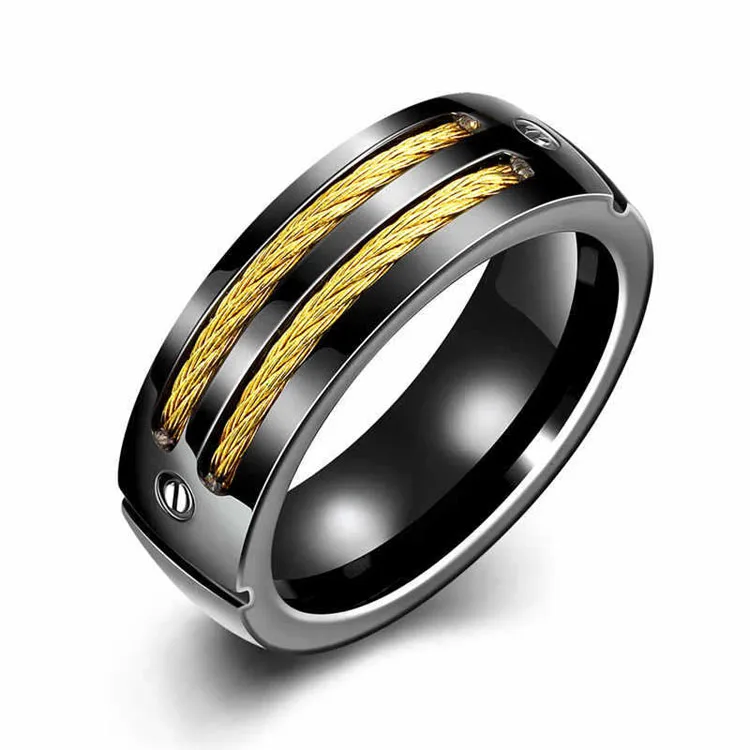 

Beichong brand new arrival classic design yiwu jewelry black/gold/silver stainless steel animal ring, Golden