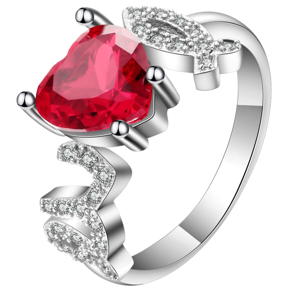 

2019 latest Hot sale fashion red heart shaped rings designs for girls
